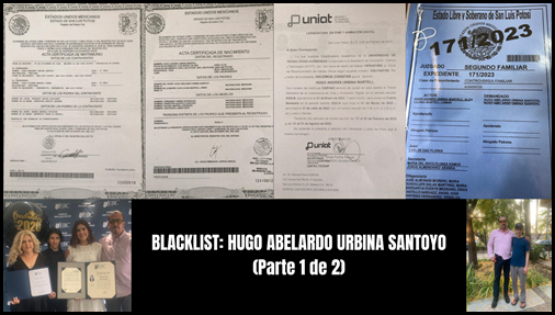 BLACKLIST: HUGO ABELARDO URBINA SANTOYO (Parte 1 de 2) - 1